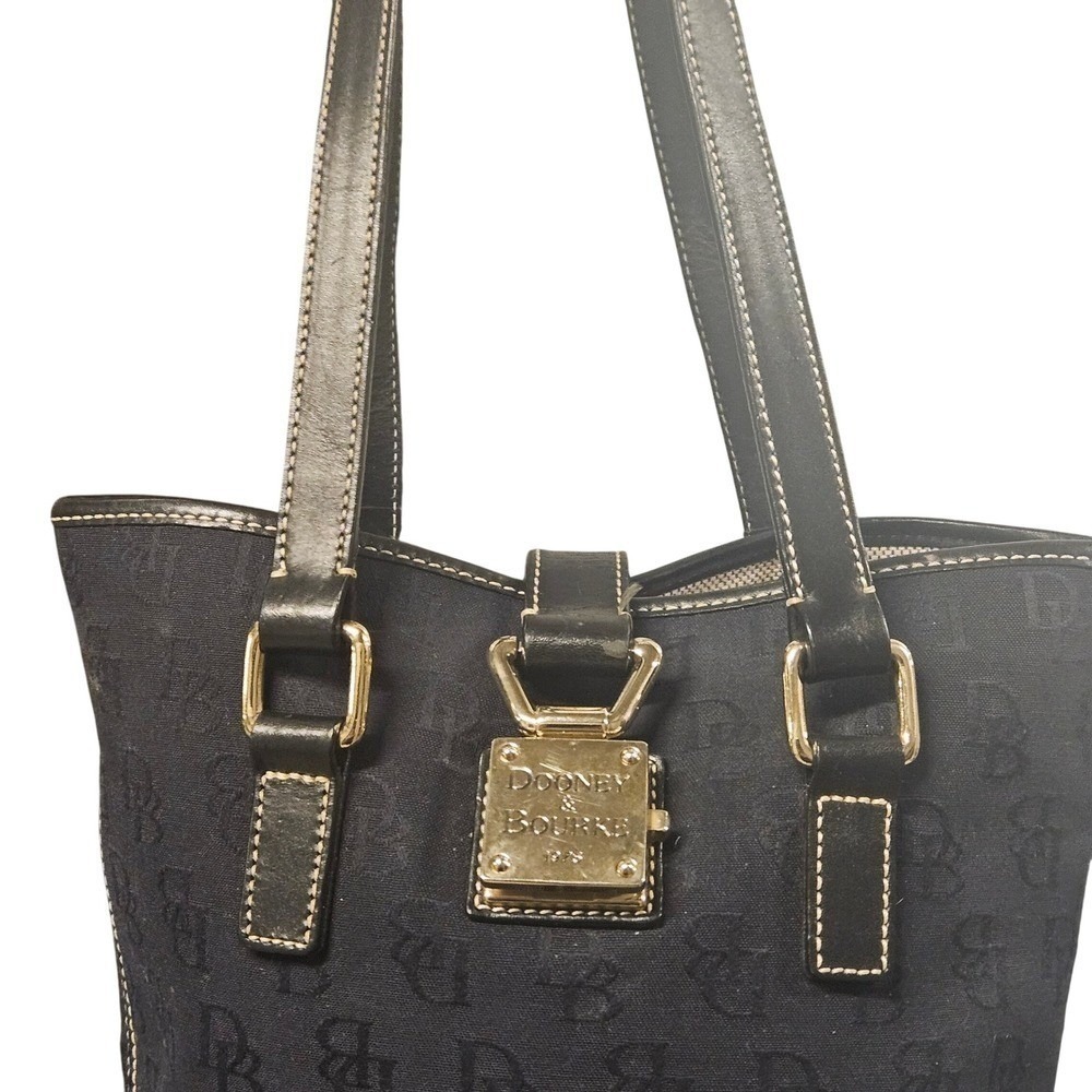 Dooney & Bourke Black DB Monogram Tote & Coin Purse Set – Leather Trim Bag - Picture 2 of 10